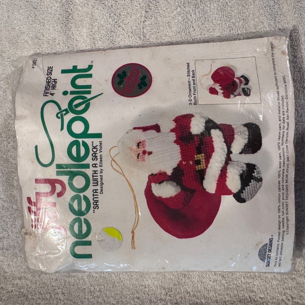 Santa with a Sack Needlepoint Kit